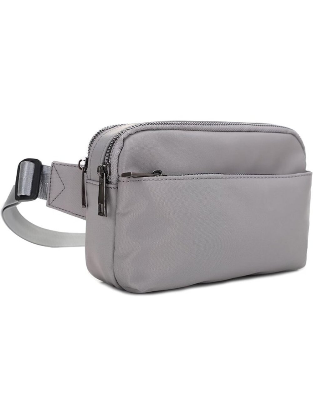 Stylish Grey Crossbody Nylon Waist Pack | Adjustable Buckle Strap, Multi Pocket